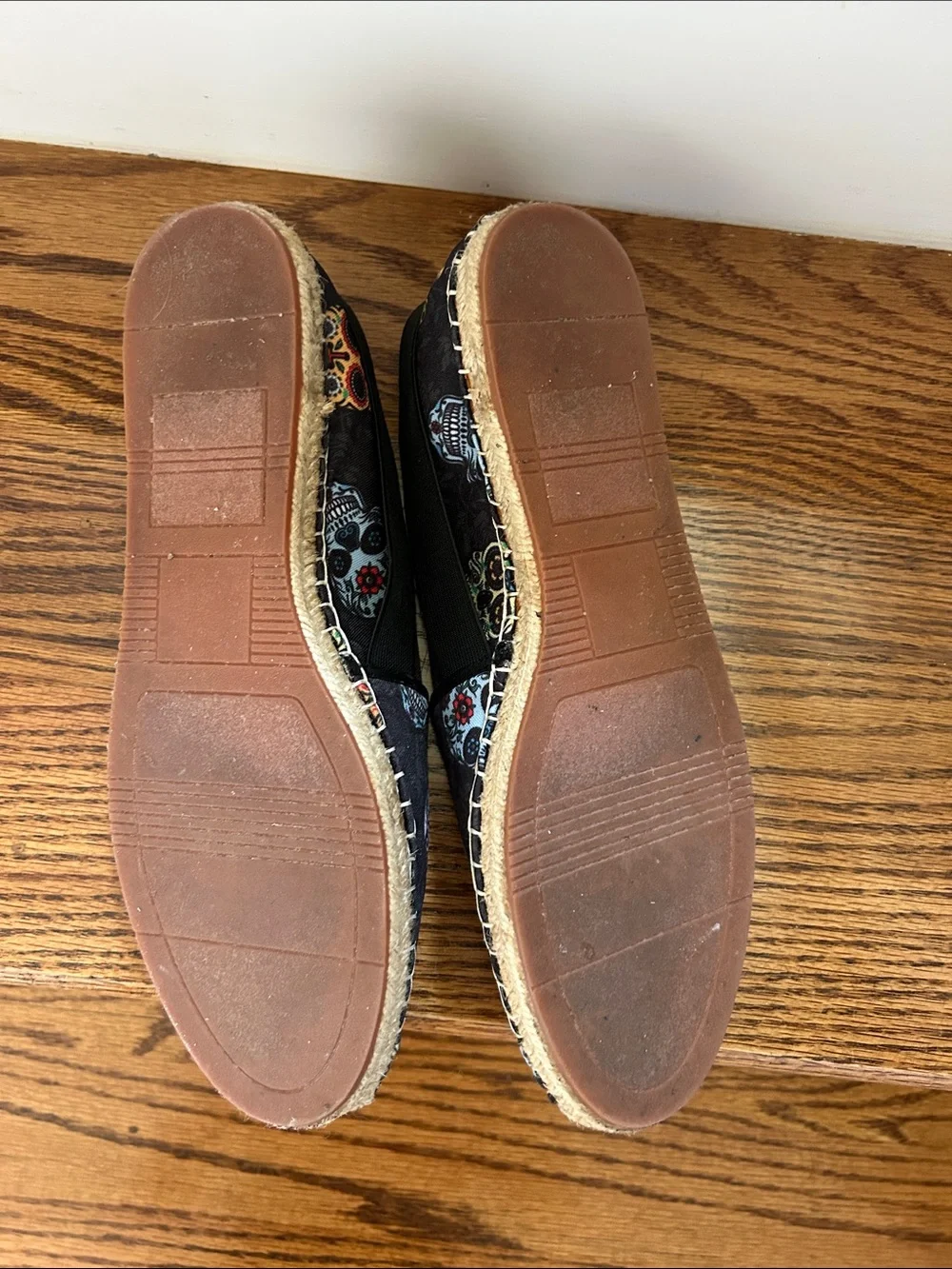 Loudmouth Black Espadrilles with Colorful Sugar Skull Print